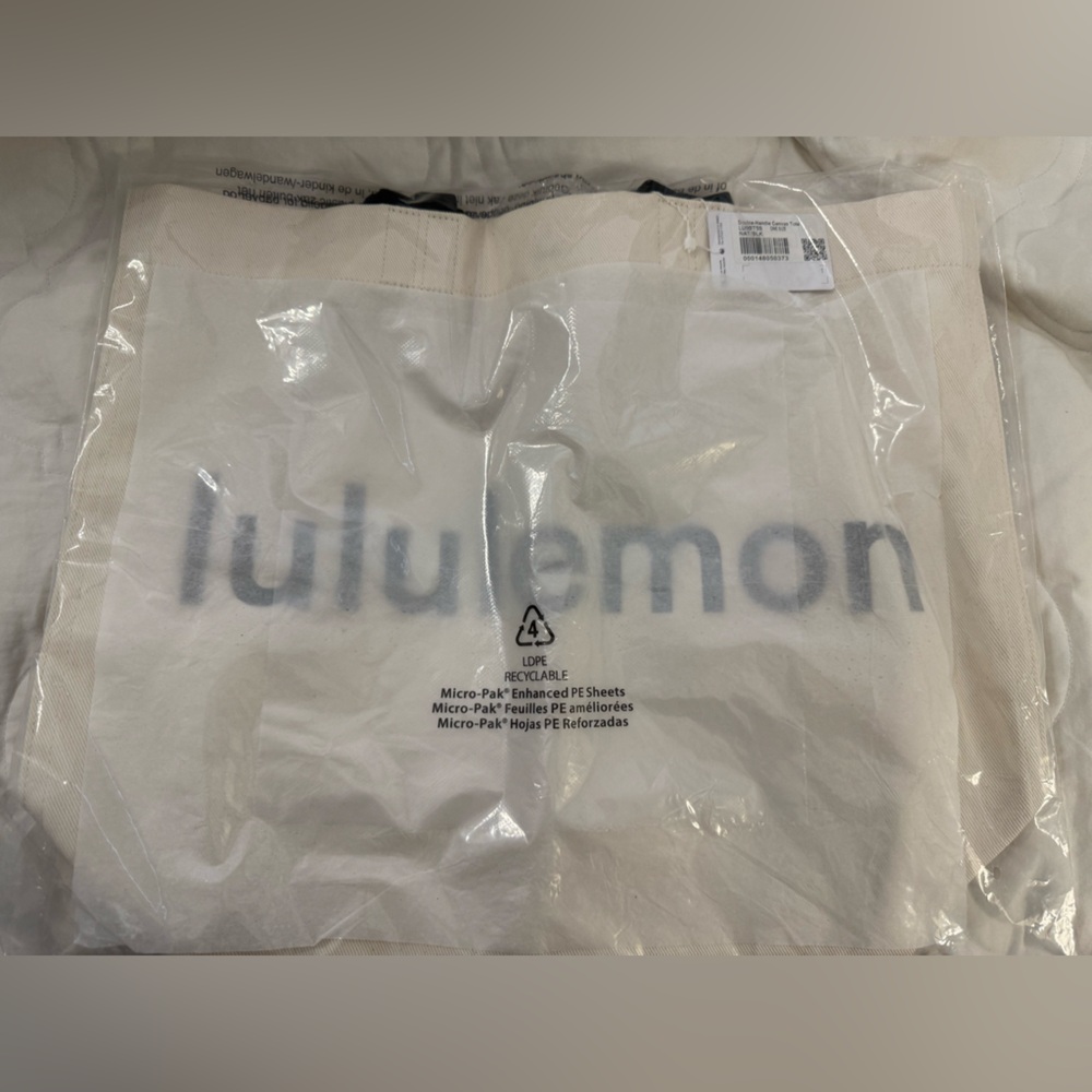 Lululemon Double Handle Canvas Tote - natural black NWT - Picture 4 of 6